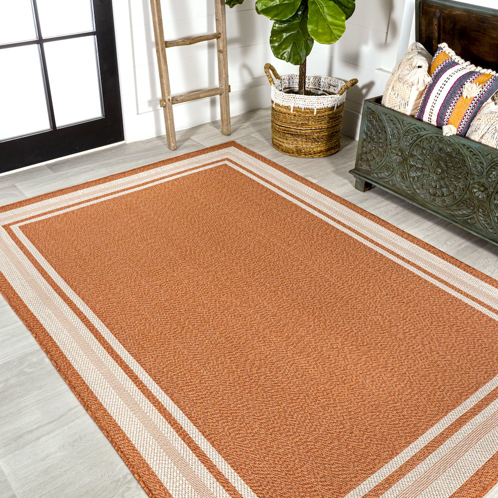 James Modern Border Stripe Indoor/Outdoor Area Rug