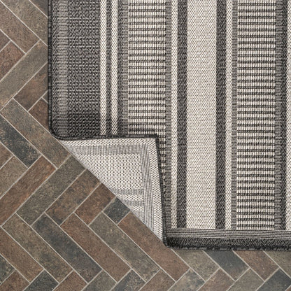 Haynes Modern Double Stripe Indoor/Outdoor Area Rug