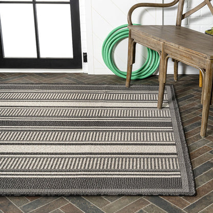 Haynes Modern Double Stripe Indoor/Outdoor Area Rug