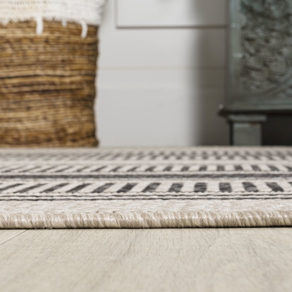 Haynes Modern Double Stripe Indoor/Outdoor Area Rug