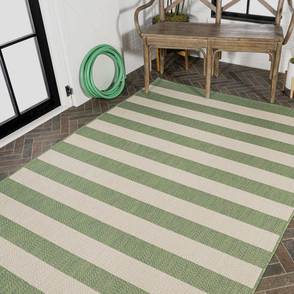 Negril Two Tone Wide Stripe Indoor/Outdoor Area Rug