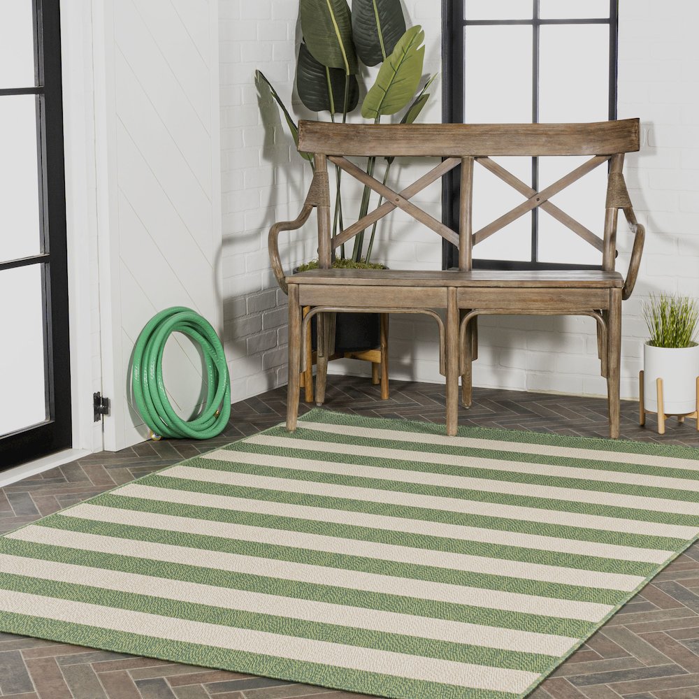 Negril Two Tone Wide Stripe Indoor/Outdoor Area Rug
