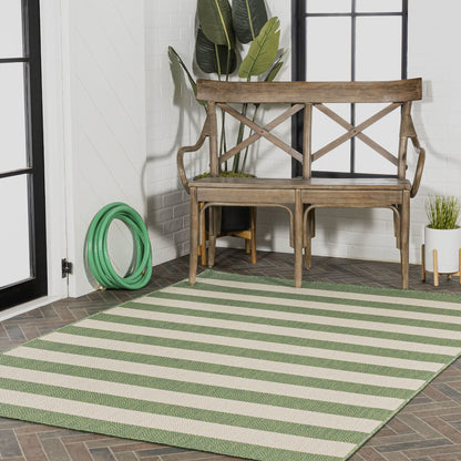 Negril Two Tone Wide Stripe Indoor/Outdoor Area Rug