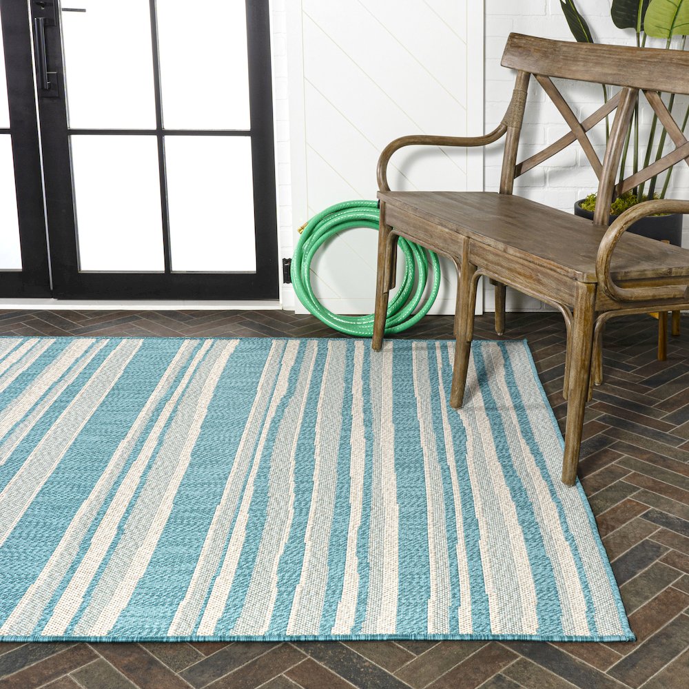Castara Wavy Stripe Modern Indoor/Outdoor Area Rug