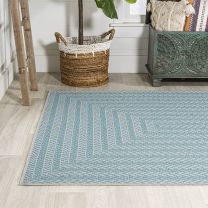 Chevron Modern Concentric Squares Indoor/Outdoor Area Rug