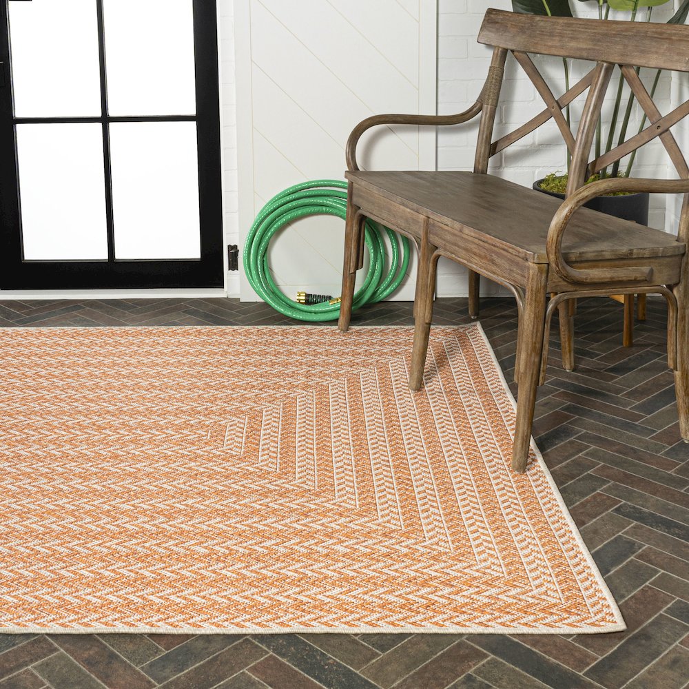 Chevron Modern Concentric Squares Indoor/Outdoor Area Rug