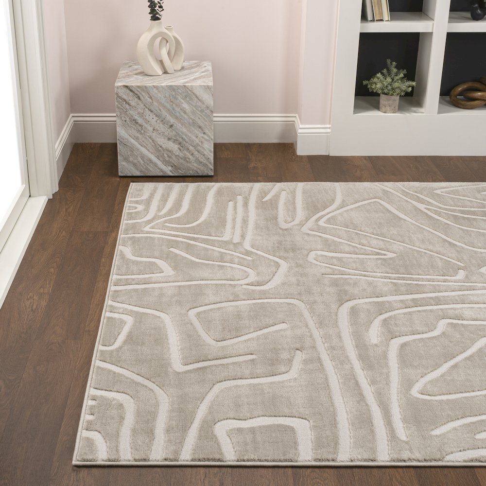 Alcina Modern Scandinavian Graphic Lines High-Low Area Rug