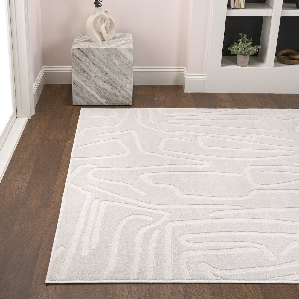 Alcina Modern Scandinavian Graphic Lines High-Low Area Rug