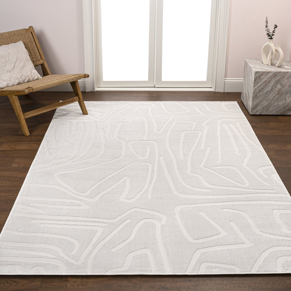 Alcina Modern Scandinavian Graphic Lines High-Low Area Rug