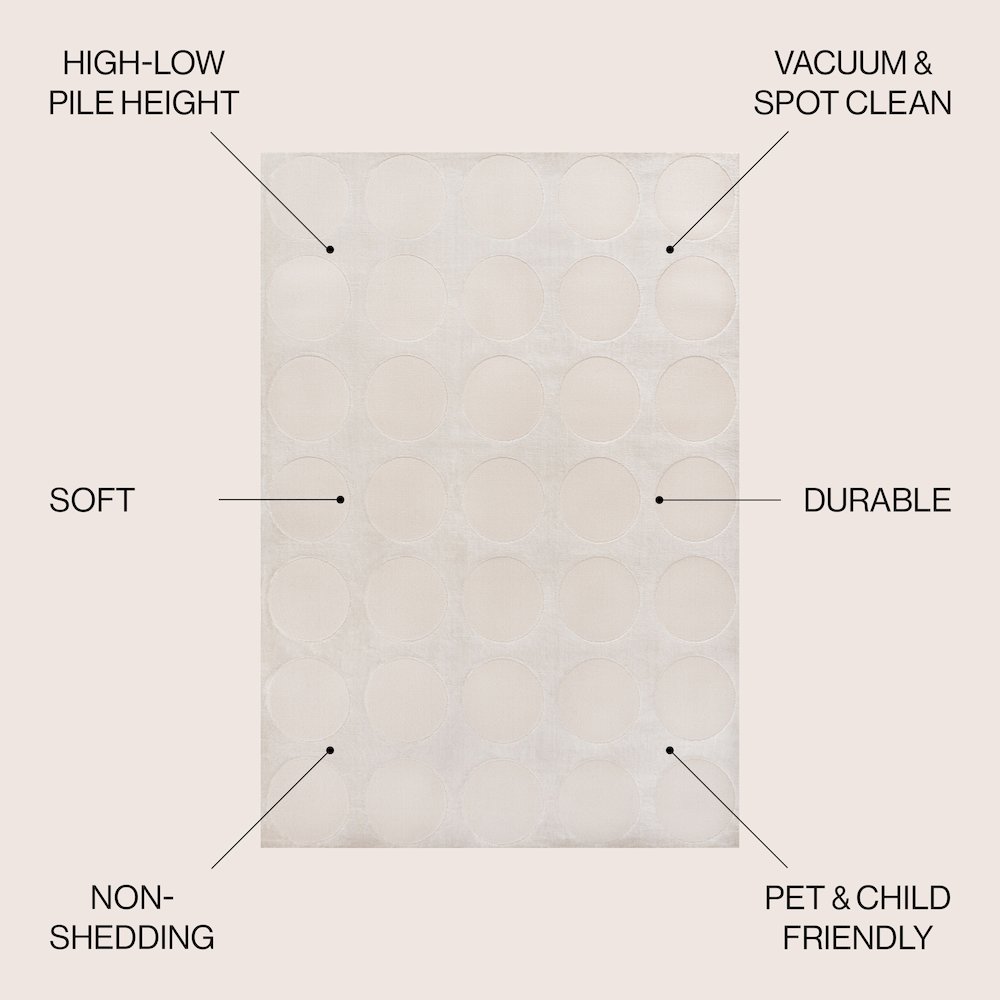 Adrian Modern Geometric Circle Dot High-Low Area Rug