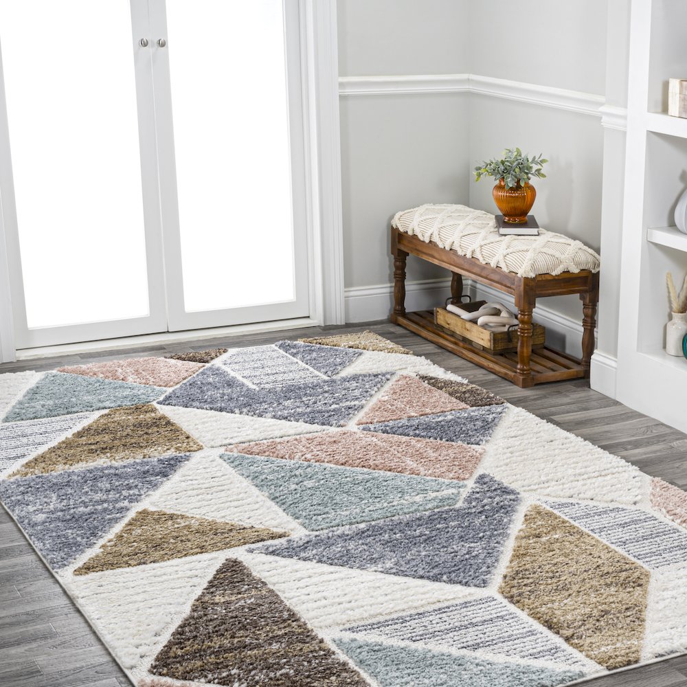 Aileen Geometric Scandi Colorblock Carved Area Rug