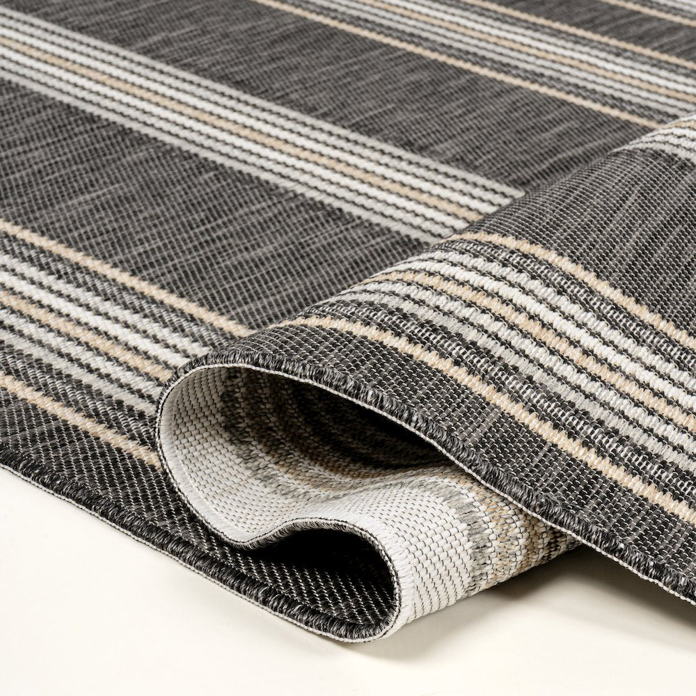 Nautical Mitre Stripe Reversible Machine-Washable Indoor/Outdoor Runner Rug