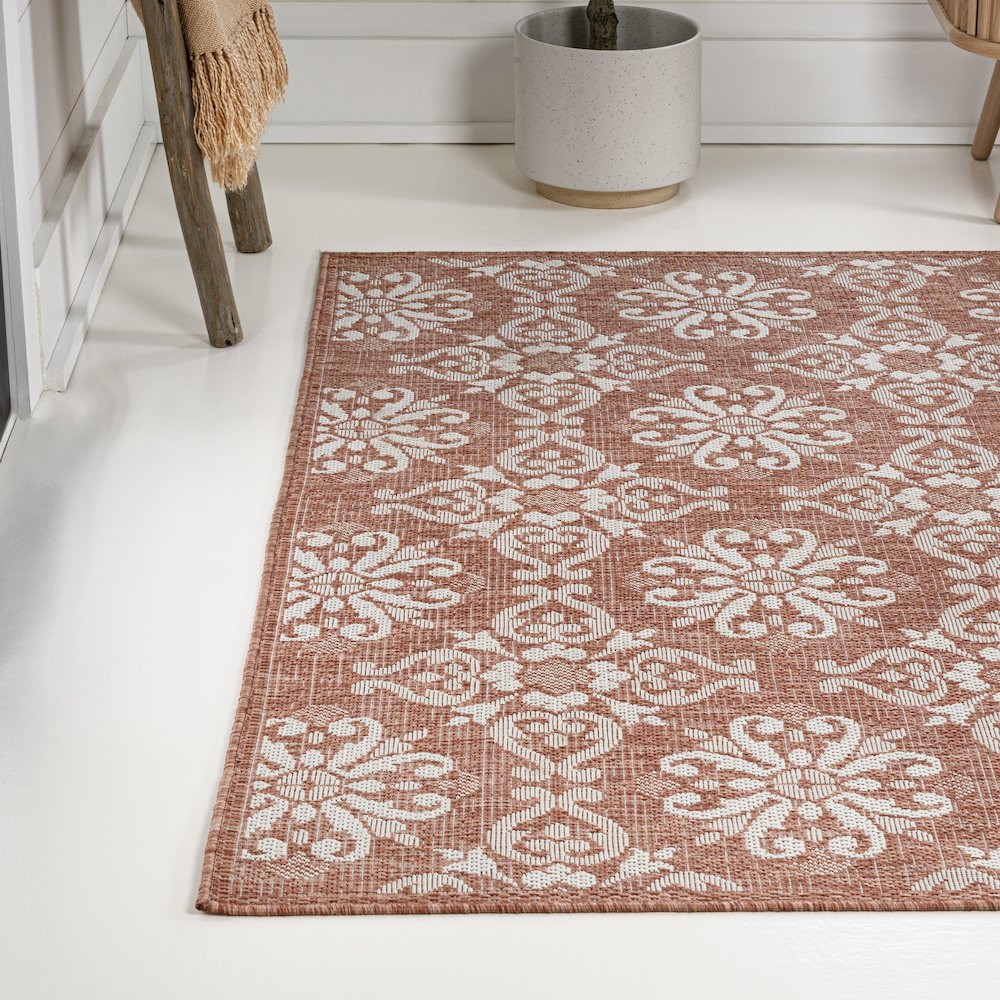 Amora Traditional Mediterranean Tile Design Indoor/Outdoor Area Rug