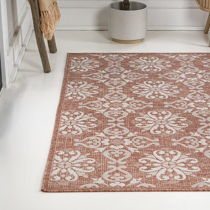 Amora Traditional Mediterranean Tile Design Indoor/Outdoor Area Rug