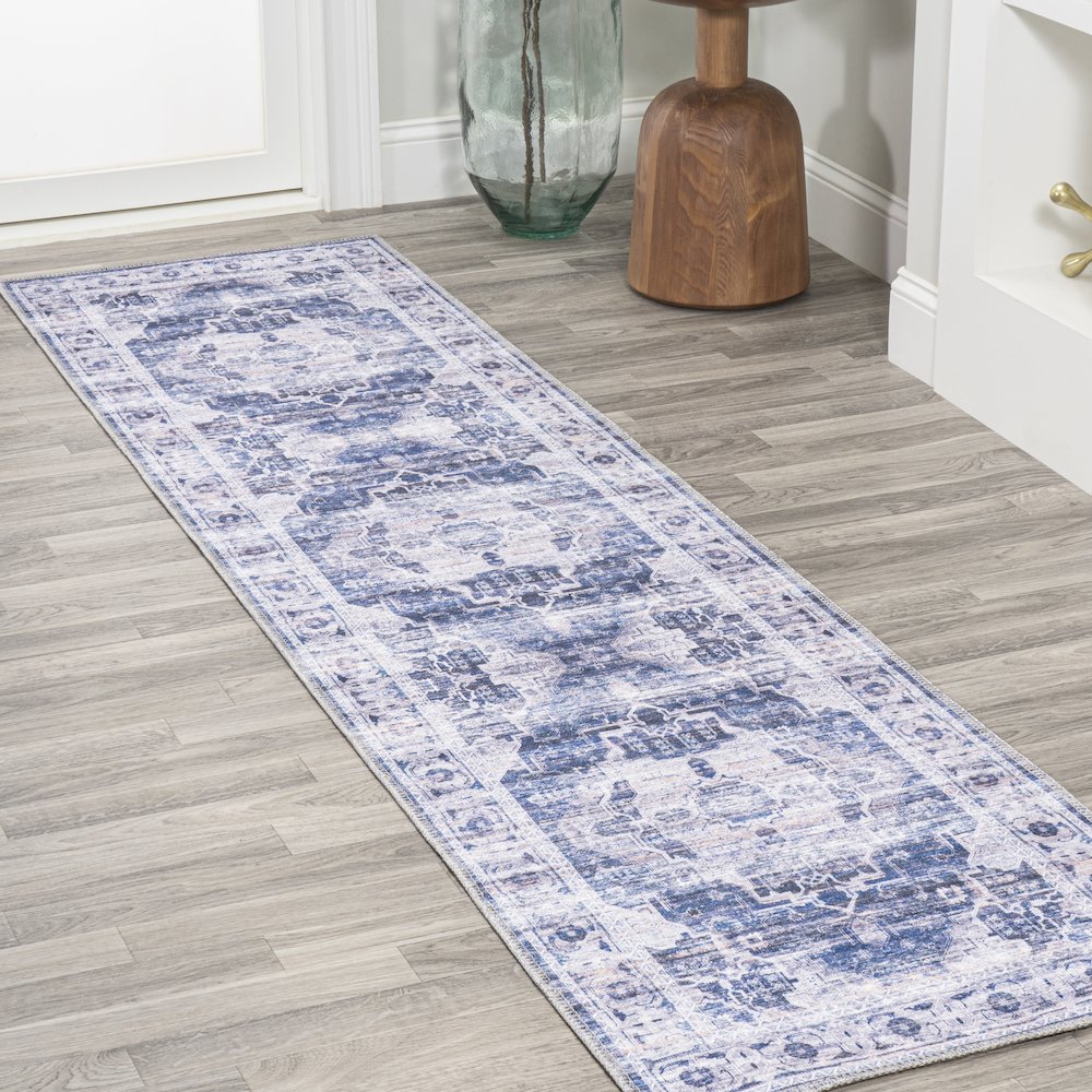 Alanya Ornate Medallion Machine-Washable Runner Rug