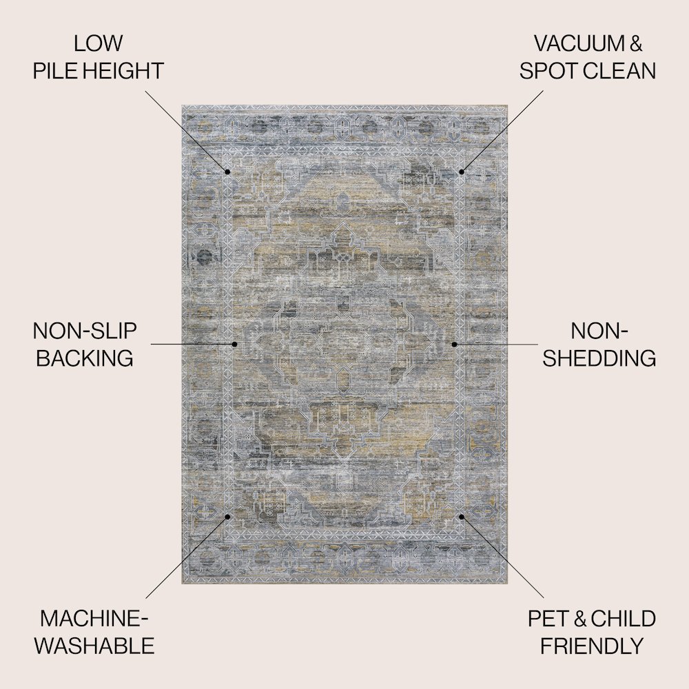 Alanya Ornate Medallion Machine-Washable Area Rug