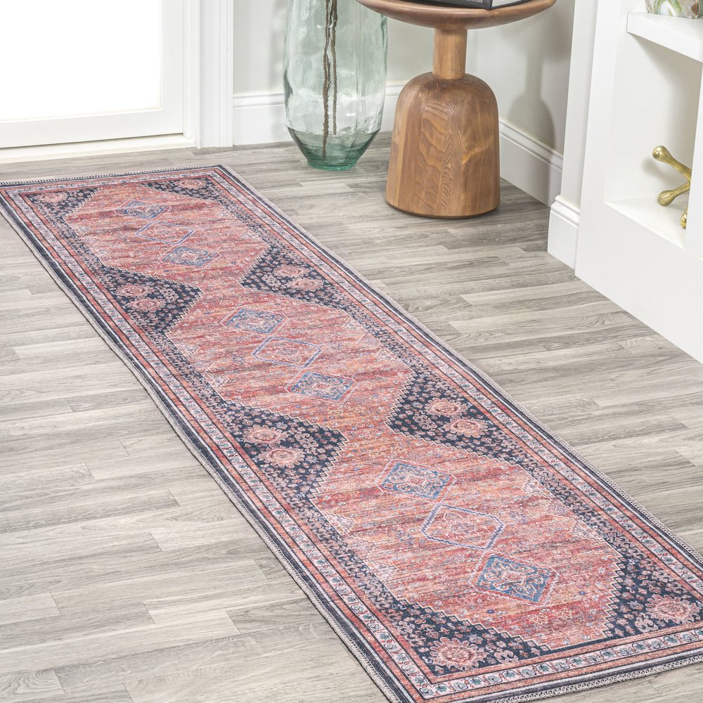 Dalyan Geometric Medallions Machine-Washable Runner Rug