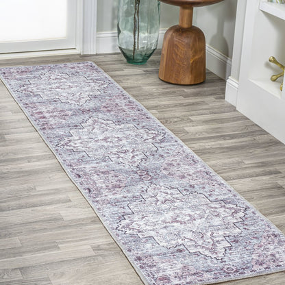 Didim Boho Gray Medallion Machine-Washable Runner Rug