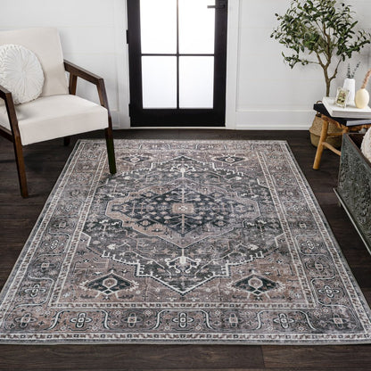 Alacati Ogee Medallion Machine-Washable Area Rug