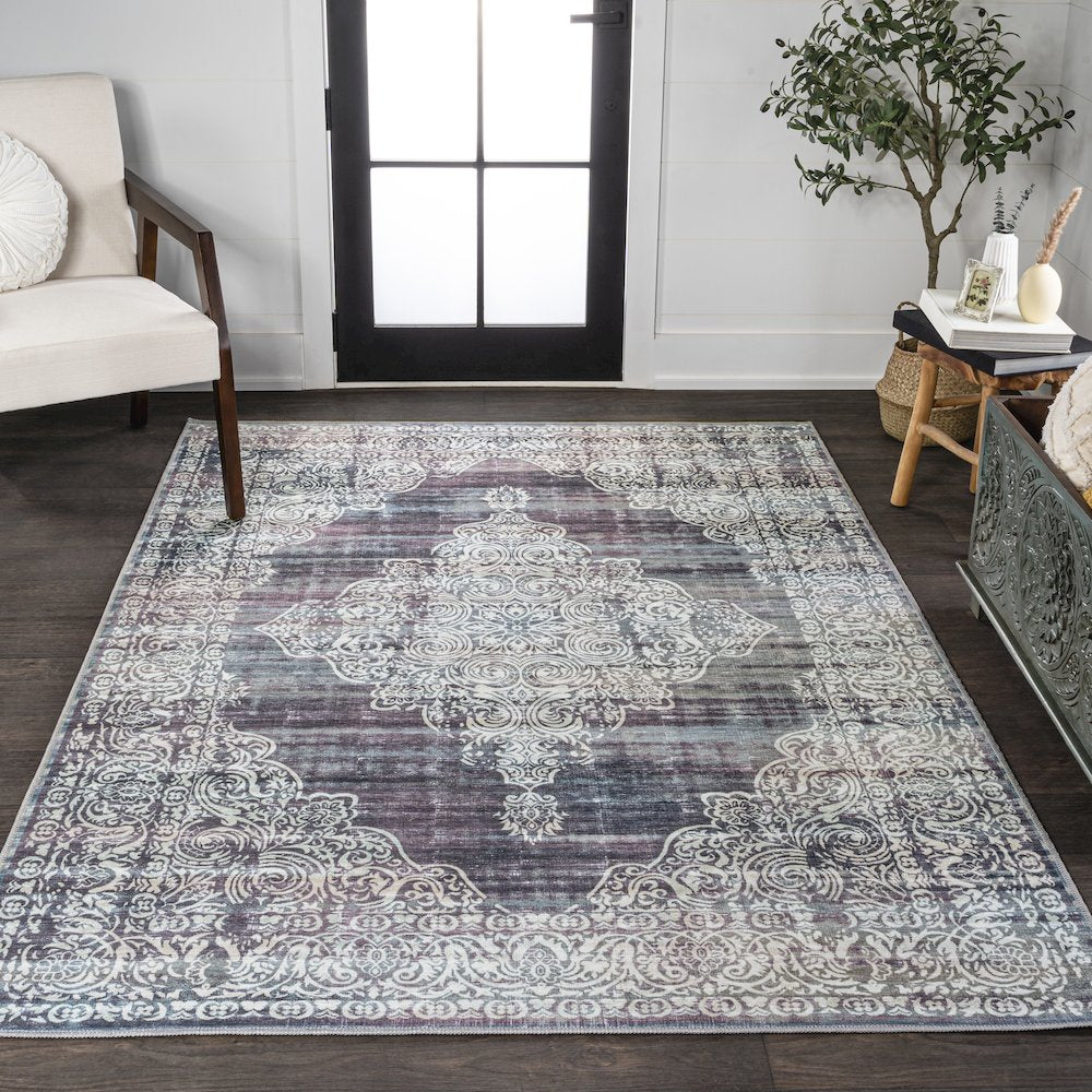Regis Bohemian Medallion Machine-Washable Area Rug