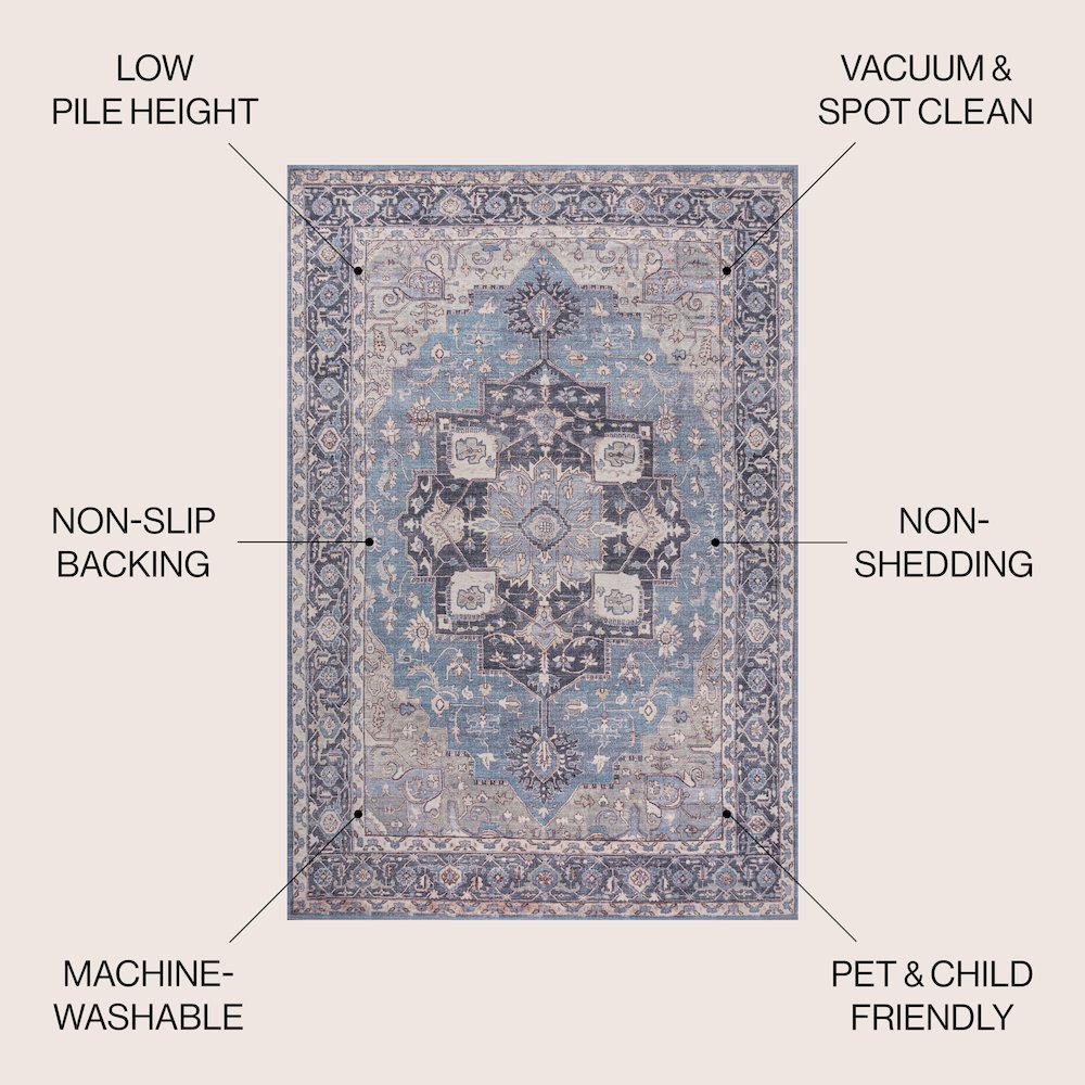 Maris Ornate Medallion Machine-Washable Area Rug