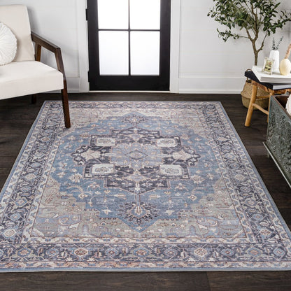 Maris Ornate Medallion Machine-Washable Area Rug