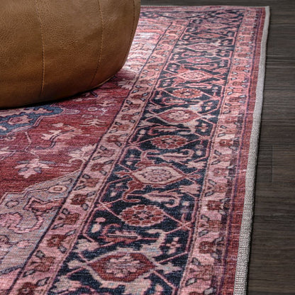 Maris Ornate Medallion Machine-Washable Area Rug