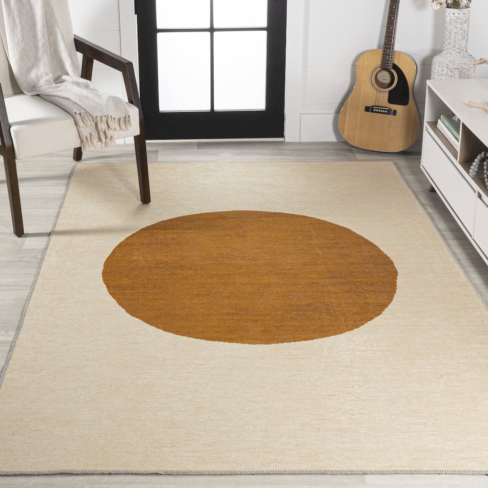 Cirkel Minimalist Geometric Dot Machine Washable Area Rug