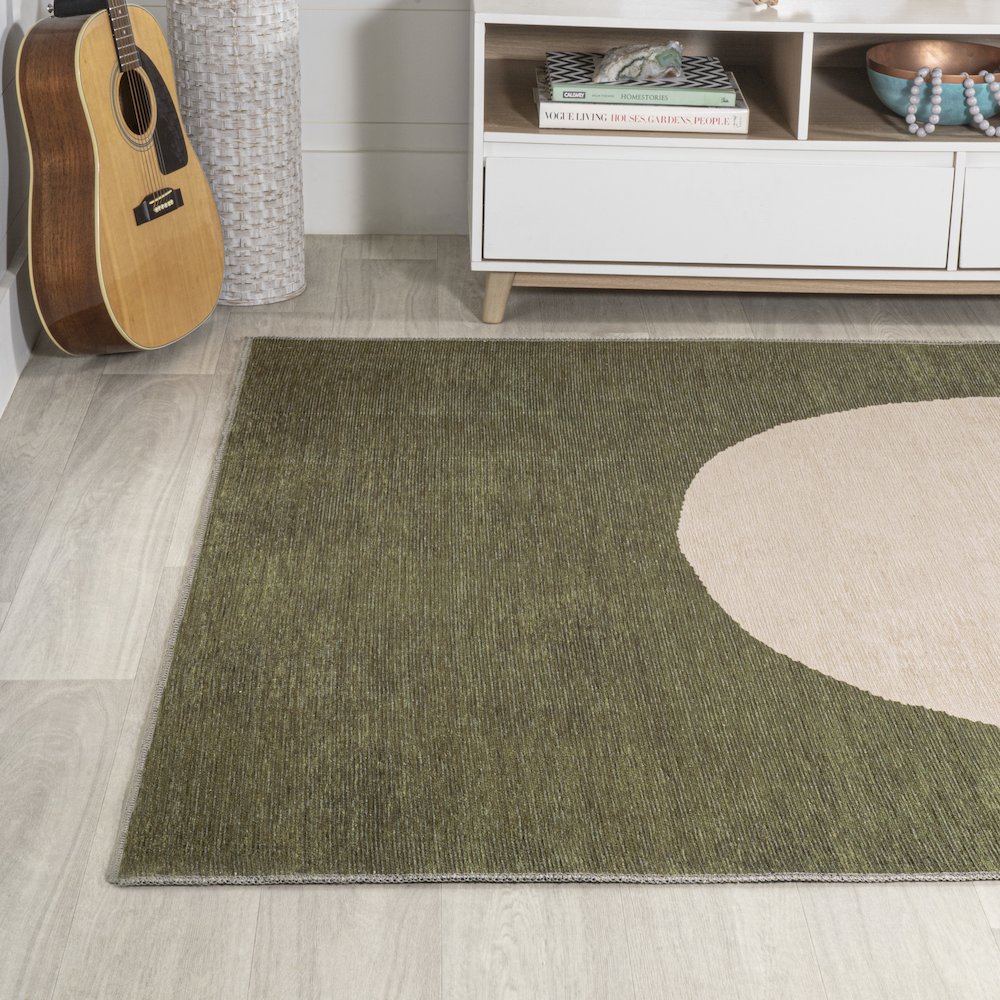 Cirkel Minimalist Geometric Dot Machine Washable Area Rug