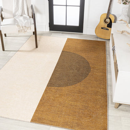 Demie Minimalist Graphic Circle Machine Washable Area Rug