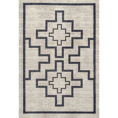Ashkii Minimalist Medallion Machine Washable Area Rug