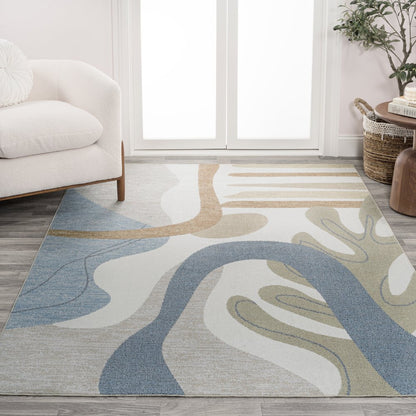 Algae Abstract Glam Botanical Machine-Washable Area Rug