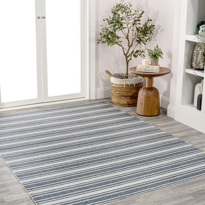 Fawning Two-Tone Striped Classic Low-Pile Machine-Washable Area Rug