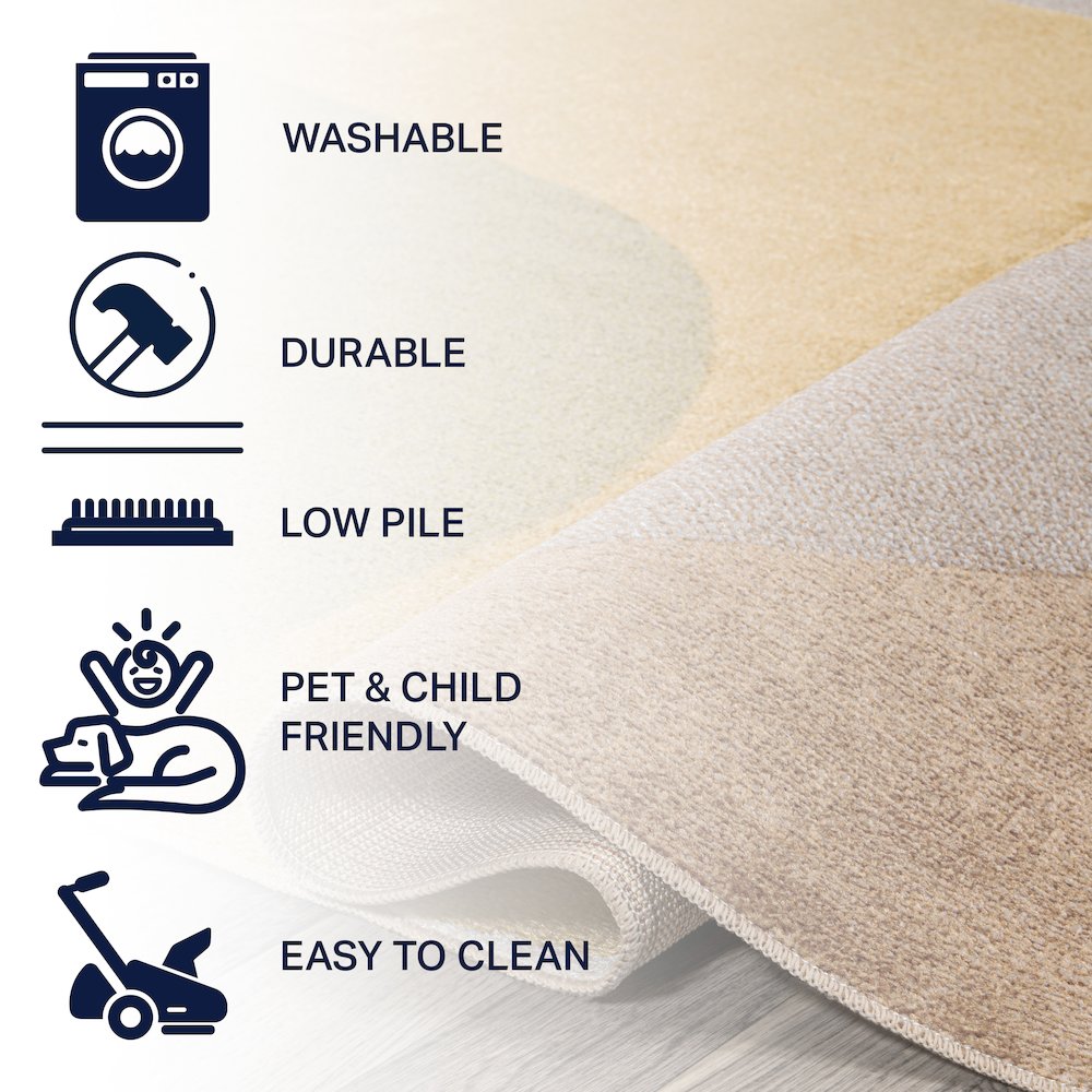 Pebble Geometric Contemporary Machine-Washable Area Rug