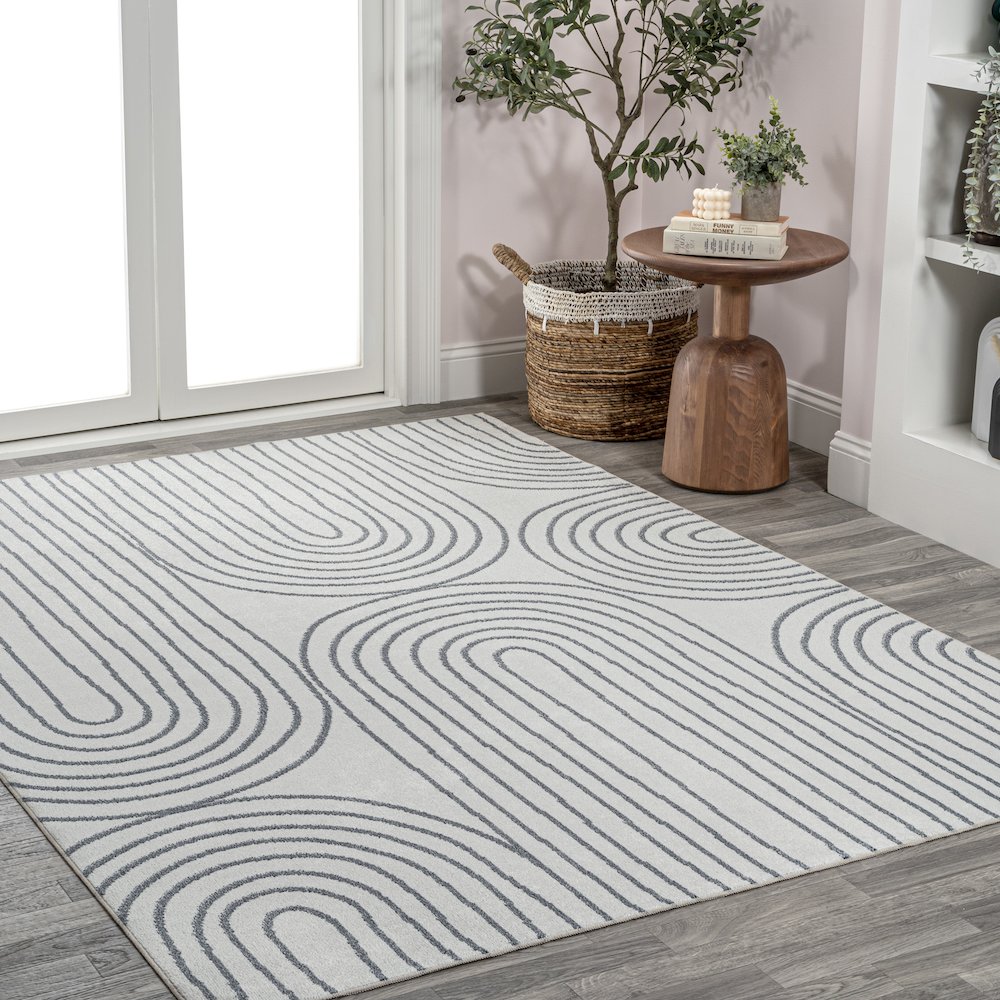 Doodle Contemporary Glam Geometric Machine-Washable Area Rug