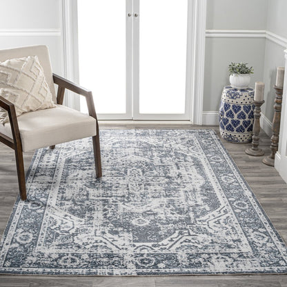 Edith Distressed Medallion Low-Pile Machine-Washable Area Rug