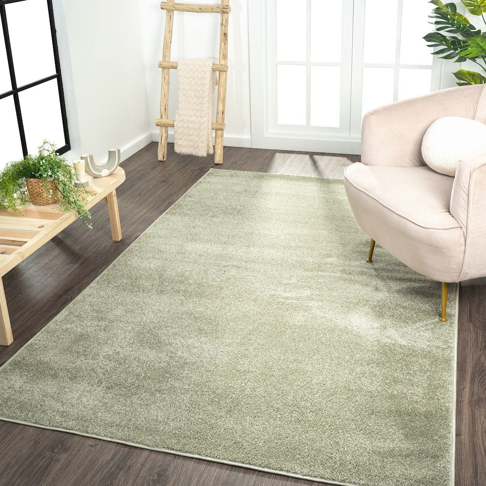 Haze Solid Low Pile Area Rug Green