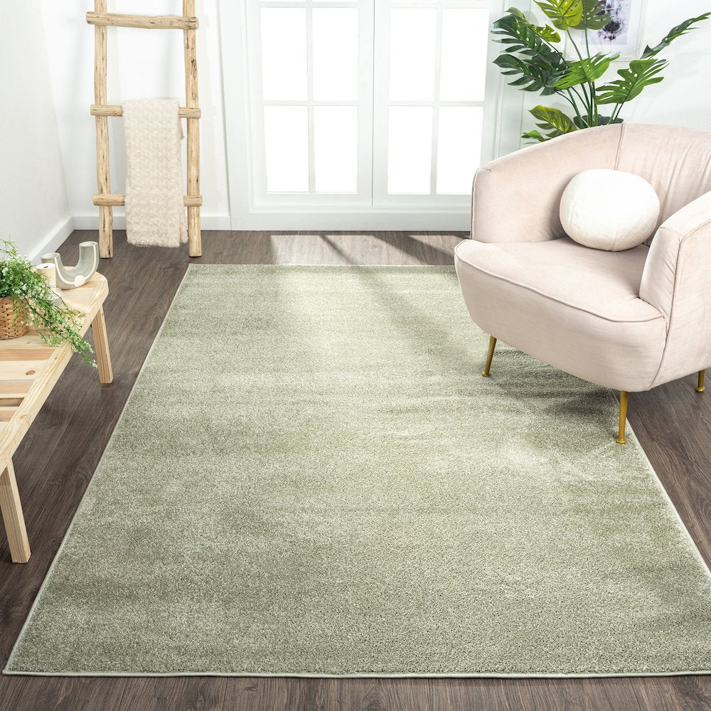 Haze Solid Low Pile Area Rug Green