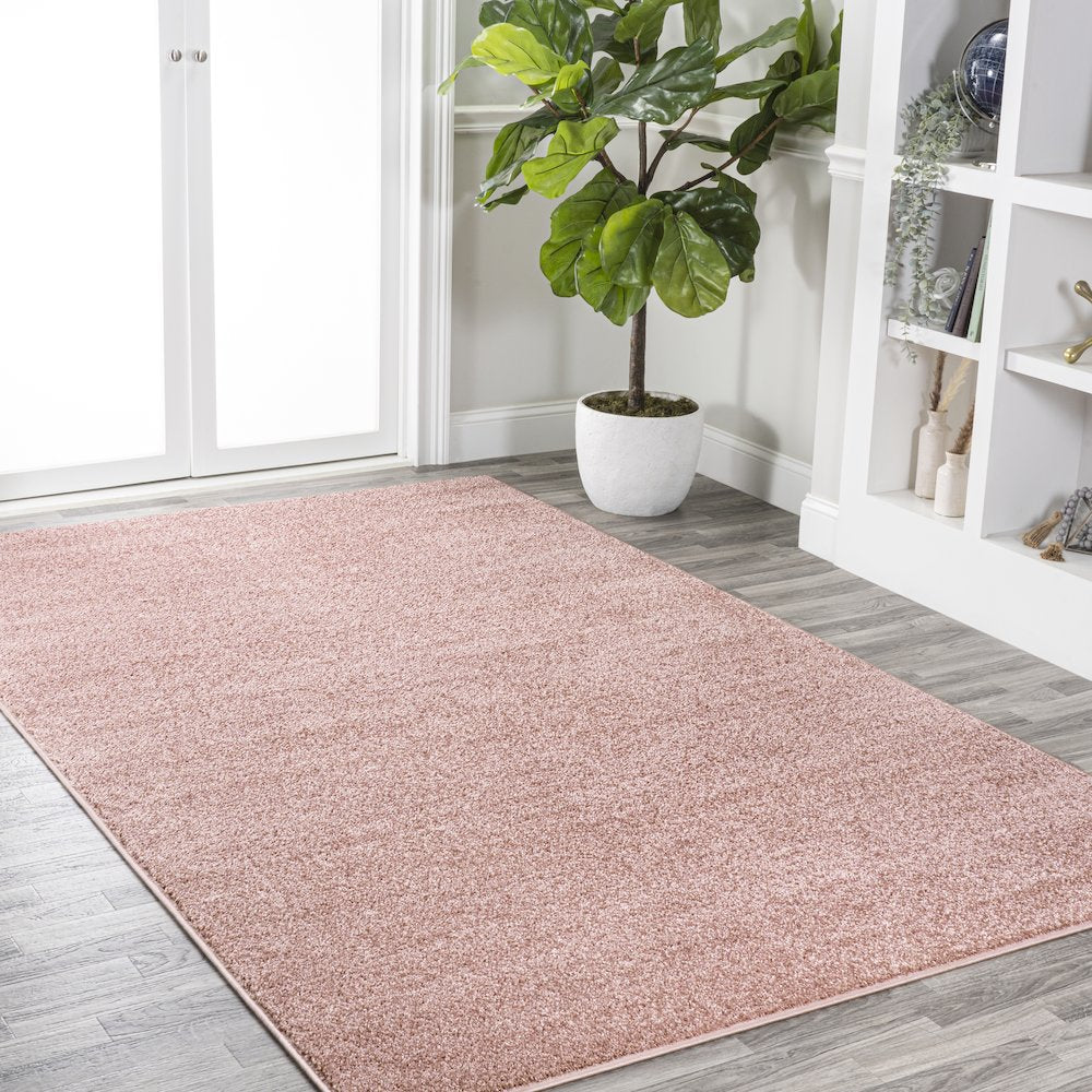 Haze Solid Low Pile Area Rug Pink