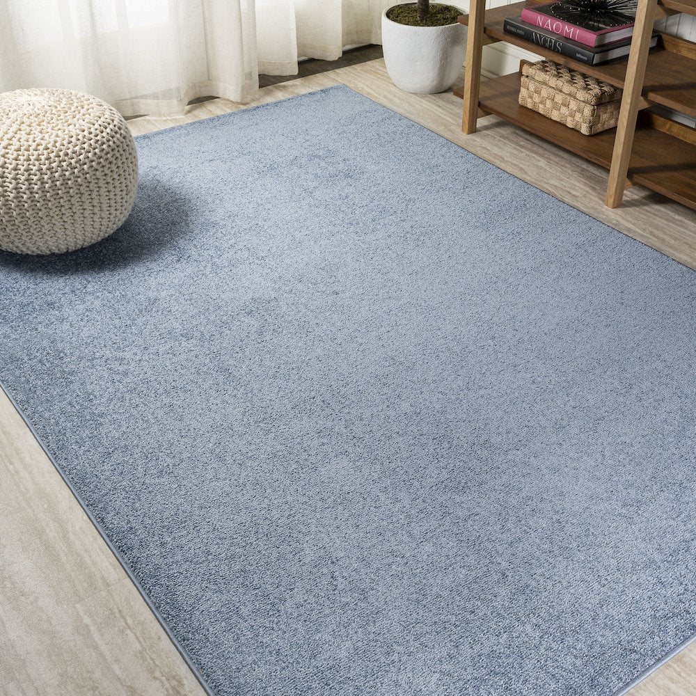 Haze Solid Low Pile Area Rug Classic Blue