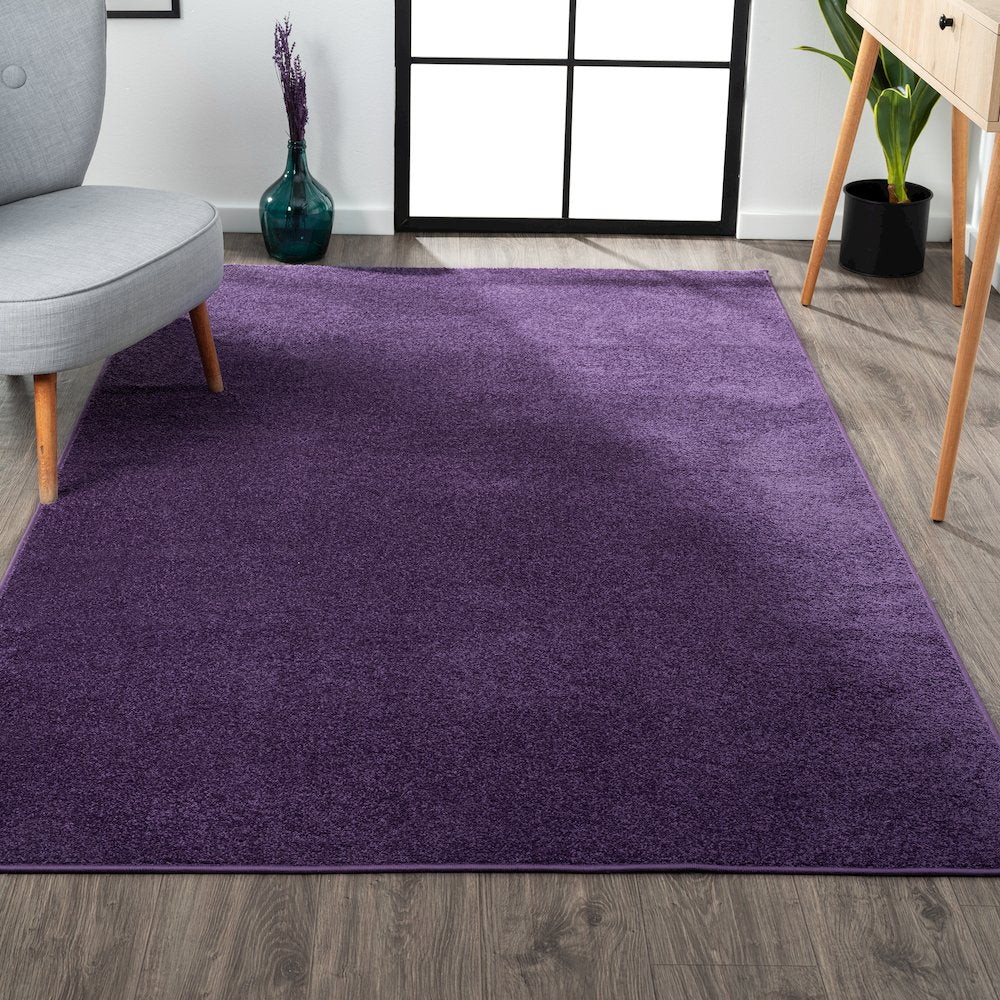 Haze Solid Low Pile Area Rug Purple