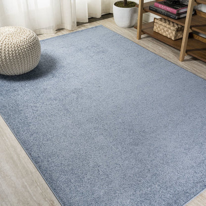 Haze Solid Low Pile Area Rug Classic Blue