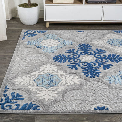 Cassis Ornate Ogee Trellis High-Low Indoor/Outdoor Area Rug
