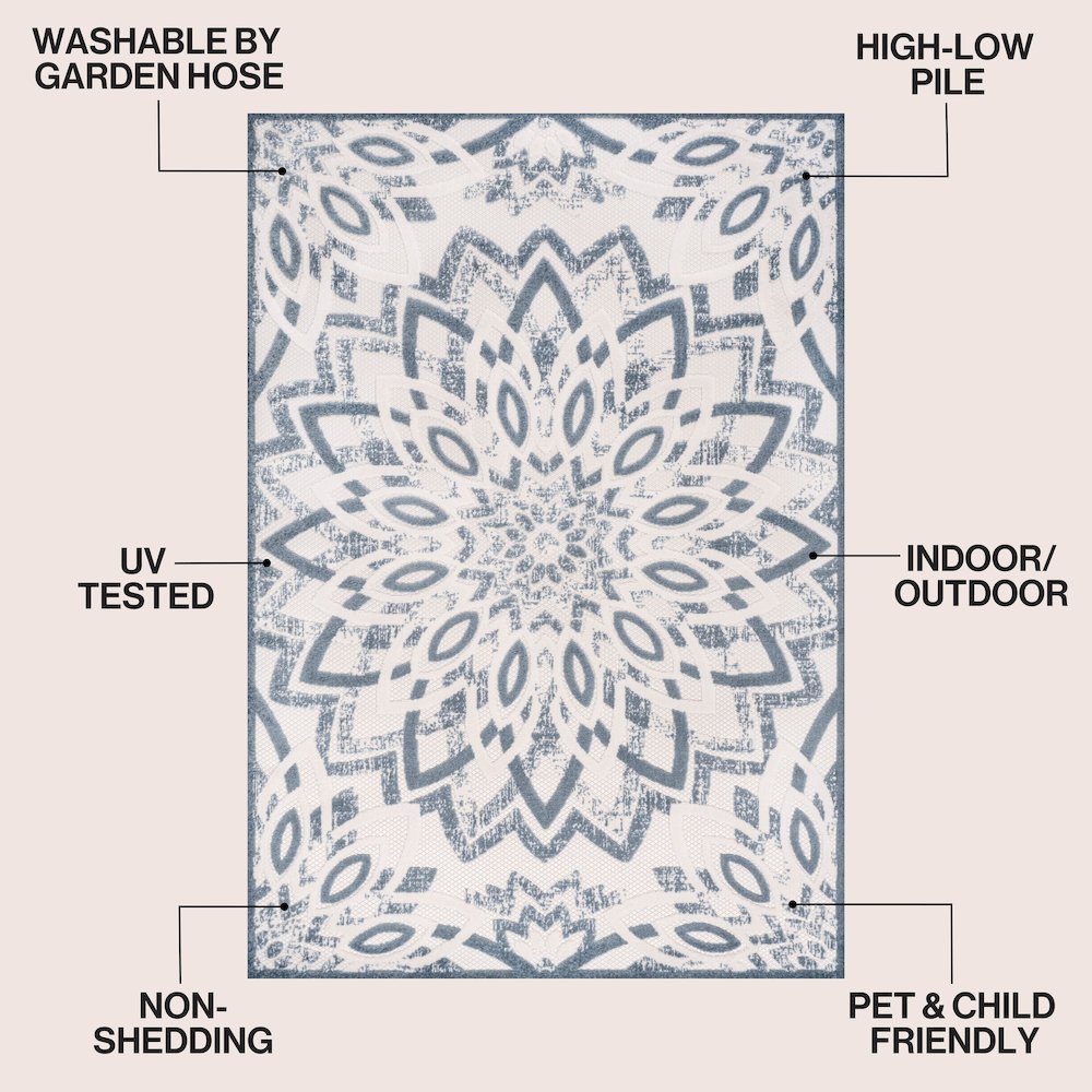 Flora Abstract Bold Mandala High-Low Indoor/Outdoor Area Rug