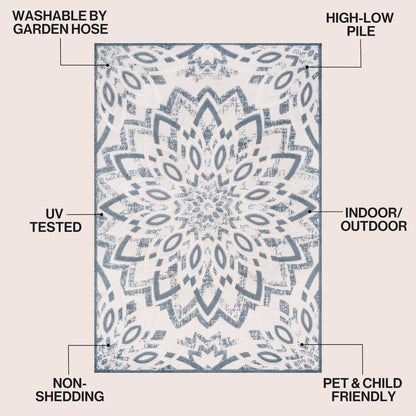 Flora Abstract Bold Mandala High-Low Indoor/Outdoor Area Rug