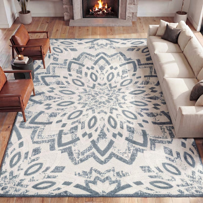 Flora Abstract Bold Mandala High-Low Indoor/Outdoor Area Rug