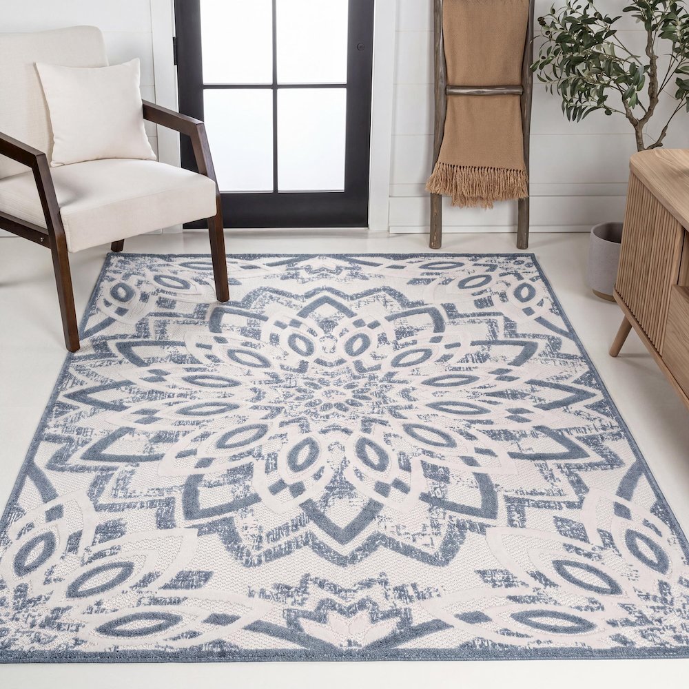 Flora Abstract Bold Mandala High-Low Indoor/Outdoor Area Rug