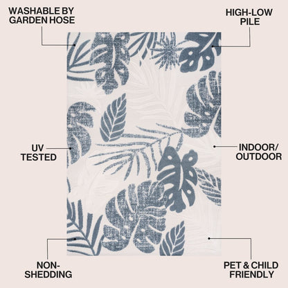 Monstera Tropical Leaf High-Low Indoor/Outdoor Area Rug