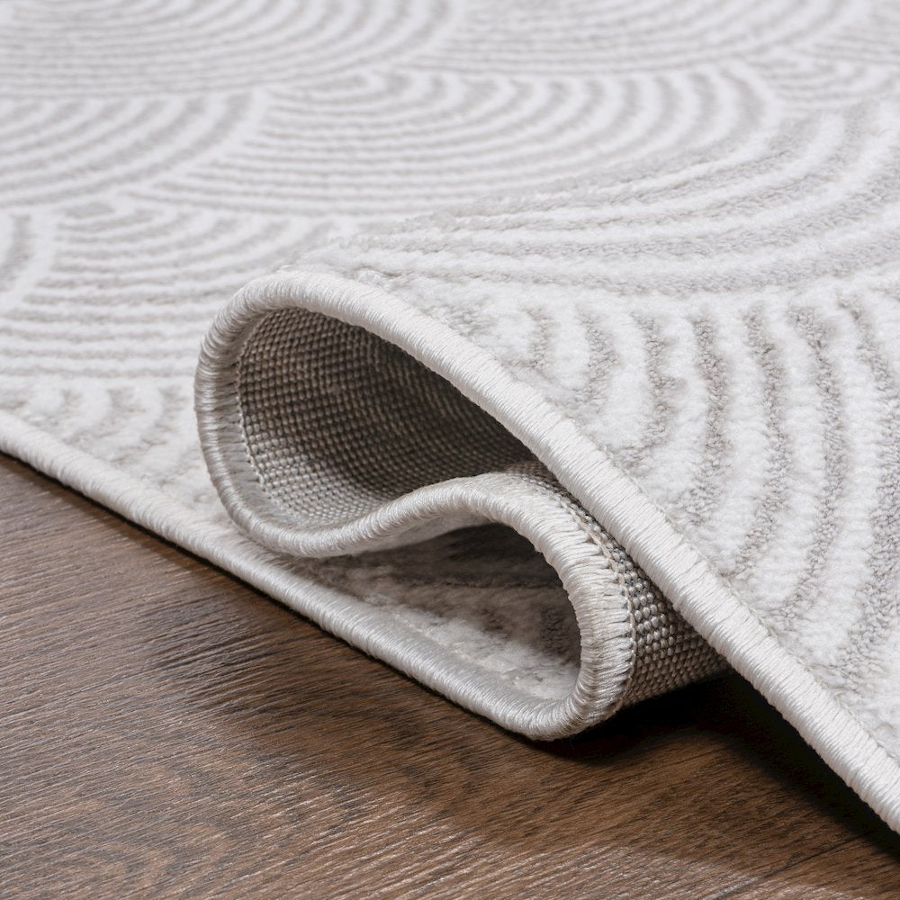 Porter Geometric Art Deco Fan Pattern High-Low Area Rug