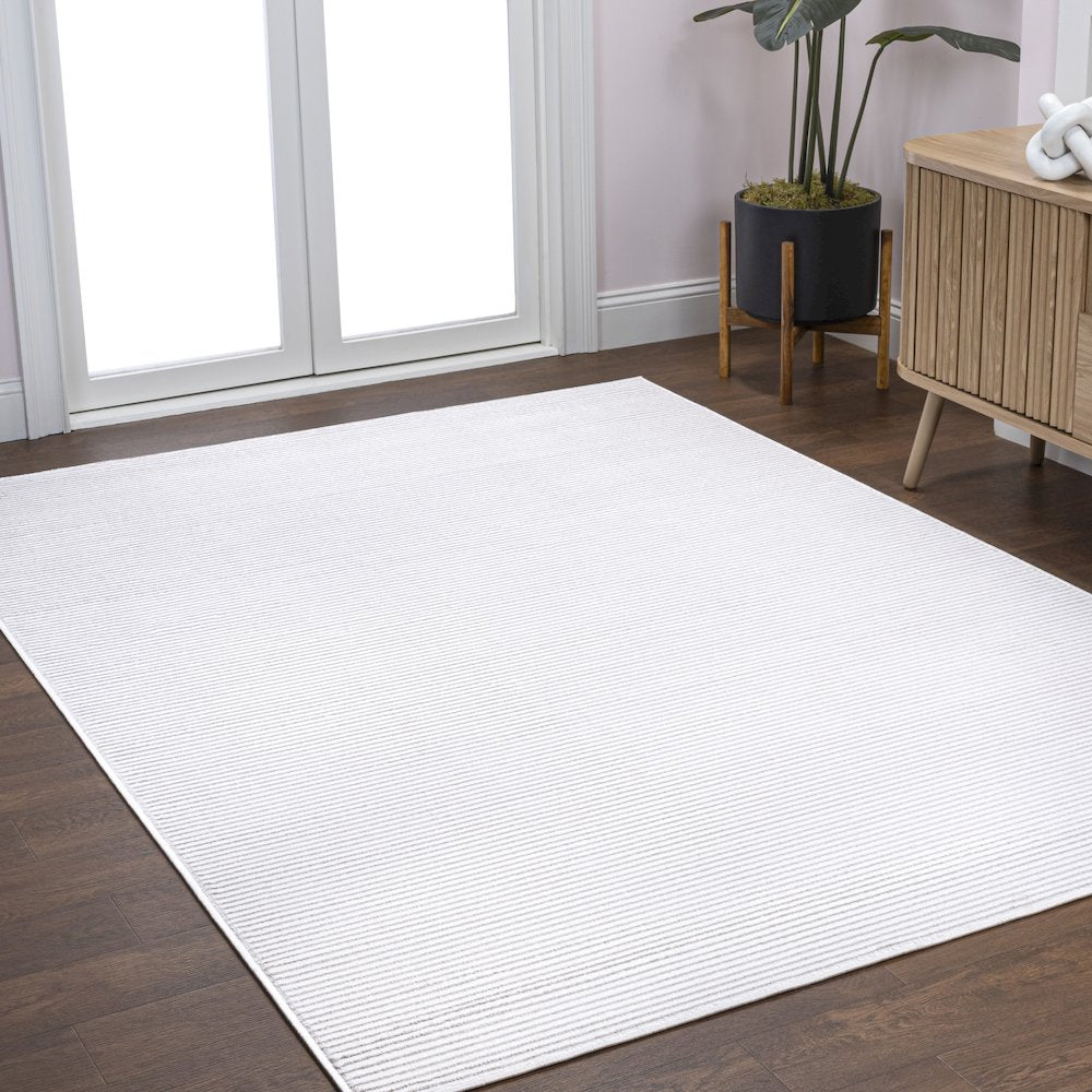 Cole Modern Minimalist Pinstripe High-Low Area Rug